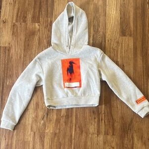 Gray Hoodie with Orange Graphic